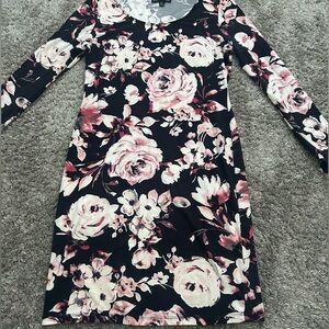Floral Black and Pink Women's Dress
